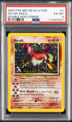 2001 POKEMON NEO REVELATION DOUBLE HOLO ERR #7 HO-OH-HOLO PSA 6 - Image 1