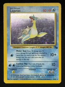 Pokemon TCG - Lapras 10/62 Holo Rare - WOTC Fossil Unlimited - Image 1