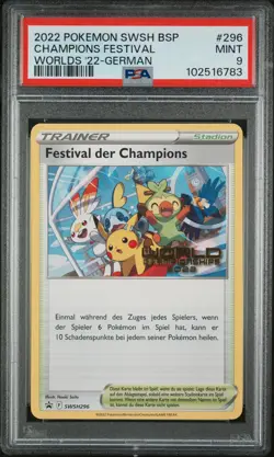 2022 POKEMON SWSH BLACK STAR PROMO #296 CHAMPIONS FESTIVAL PSA 9 - Image 1