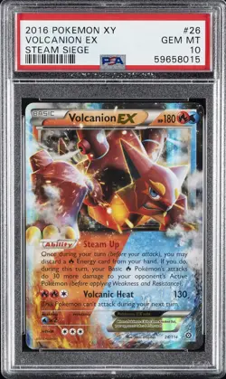 2016 POKEMON XY STEAM SIEGE #26 VOLCANION EX PSA 10 - Image 1