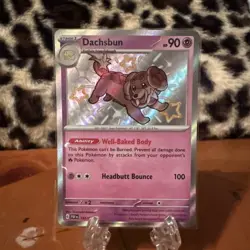 Pokemon TCG Paldean Fates Dachsbun Card #161/091 Shiny Rare, Near Mint Condition - Image 1