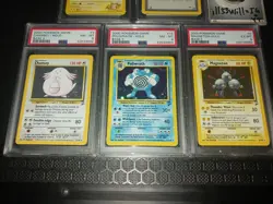 Pokemon ENGLISH Pikachu Chansey Poliwrath Magneton Base Set 2 PSA 8 5 HOLO Card - Image 3