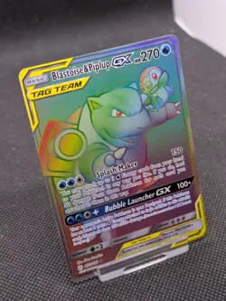 Blastoise & Piplup GX Secret Rainbow Rare 253/236 Cosmic Eclipse Pokemon Card - Image 2