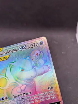 Blastoise & Piplup GX Secret Rainbow Rare 253/236 Cosmic Eclipse Pokemon Card - Image 4