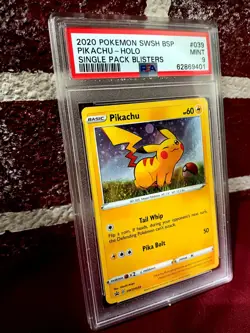 🔥2020 Pokemon Game Card #39 Pikachu SWSH Black Star Promo Holo PSA MINT 9🔥 - Image 3