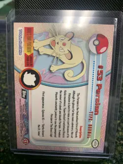 1999 Topps Pokemon Series 1 Black Label Card #53 Persian Foil - Image 2