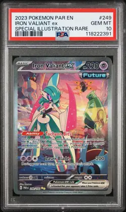 2023 Pokemon Paradox Rift Iron Valiant Ex #249 Special Illustration Rare PSA 10 - Image 1