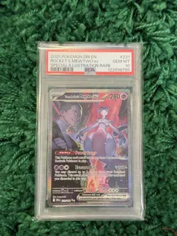 2025 POKEMON DRI EN-DESTINED RIVALS SIR #231 TEAM ROCKET'S MEWTWO EX PSA 10 - Image 1