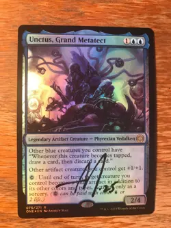 Magic the Gathering MTG foil Unctus, Grand Metatect Phyrexia signed NM - Image 2