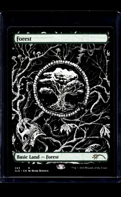 2021 MTG Magic The Gathering SLD Secret Lair Drop Full Art Borderless 243 Forest - Image 1