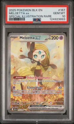 2025 POKEMON BLK EN-BLACK BOLT SPECIAL ILLUSTRATION RARE #167 MELOETTA EX PSA 10 - Image 1