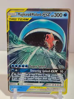POKEMON Magikarp & Wailord GX SM166 Sun & Moon Promo Tag Team Ultra Rare Holo - Image 3