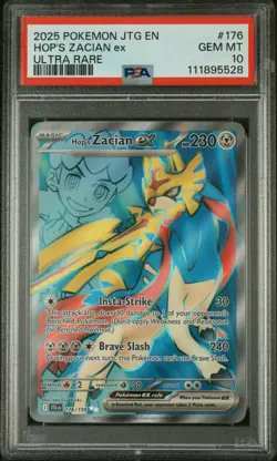2025 POKEMON JTG EN-JOURNEY TOGETHER ULTRA RARE #176 HOP'S ZACIAN EX PSA 10 - Image 1