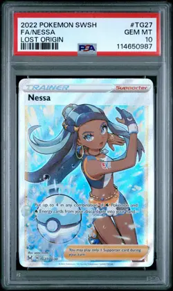 2022 POKEMON SWORD & SHIELD LOST ORIGIN #TG27 FULL ART/NESSA PSA 10 - Image 1