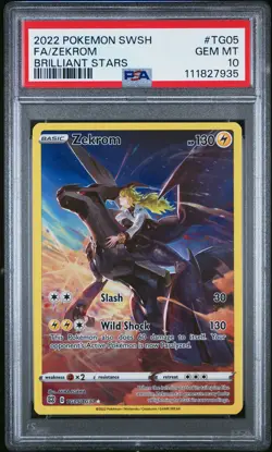 2022 POKEMON SWORD & SHIELD BRILLIANT STARS #TG05 FULL ART/ZEKROM PSA 10 - Image 1