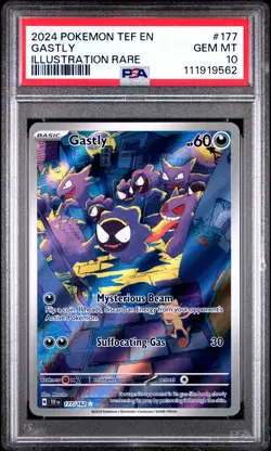 2024 POKEMON TEF EN-TEMPORAL FORCES ILLUSTRATION RARE #177 GASTLY PSA 10 - Image 1