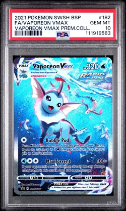 2021 POKEMON SWSH BLACK STAR PROMO #182 FULL ART/VAPOREON VMAX PSA 10 - Image 1