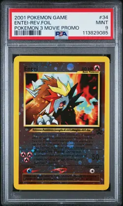 2001 POKEMON GAME MOVIE POKEMON 3 MOVIE PROMO #34 ENTEI-REVERSE FOIL PSA 9 - Image 1
