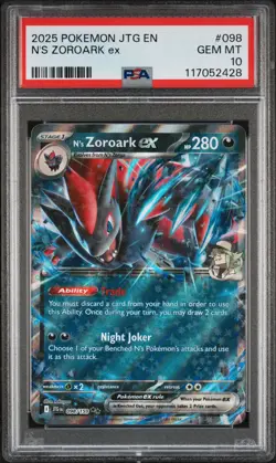 2025 POKEMON JTG EN-JOURNEY TOGETHER #098 N'S ZOROARK EX PSA 10 - Image 1