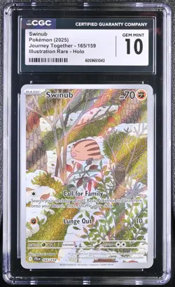 Pokemon TCG Swinub 165/159 (2025) Journey Together Illustration Rare Holo CGC 10 - Image 1