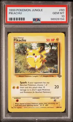 1999 POKEMON JUNGLE 60 PIKACHU GEM MT 10 - Image 3