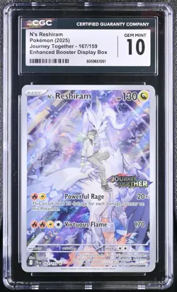 Pokemon TCG N's Reshiram 167/159 (2025) Journey Together Enhanced Stamped CGC 10 - Image 1