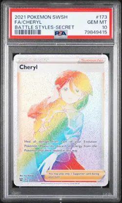 2021 POKEMON SWORD & SHIELD BATTLE STYLES SECRET #173 FULL ART/CHERYL PSA 10 - Image 1