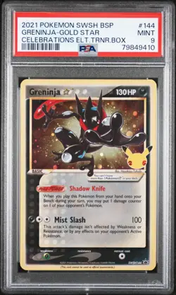 2021 POKEMON SWSH BLACK STAR PROMO #144 GRENINJA-GOLD STAR PSA 9 - Image 1