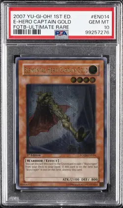 2007 YU-GI-OH! FOTB-FORCE OF THE BREAKER ELEMENTAL HERO CAPTAIN GOLD PSA 10 - Image 1