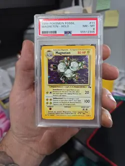 Pokemon TCG Magneton Fossil Holo Rare Card 11/62 PSA 8 - Image 1