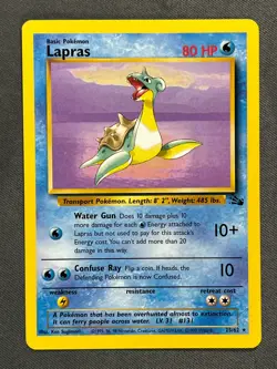 Lapras 25/62 Base Set Series Fossil RARE Basic Pokemon Card 1999 WOTC LP - Image 1
