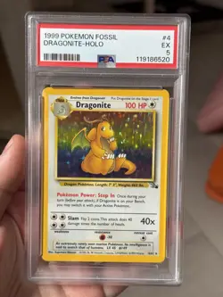 Dragonite Holo 4/62 PSA 4 Excellent Pokemon Fossil Vintage Graded Card Rare UK - Image 1