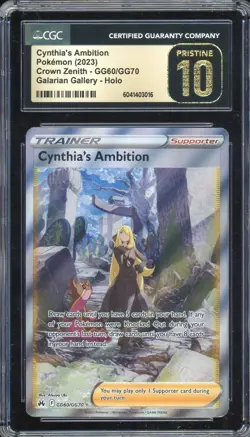 CGC 10 PRISTINE Cynthia's Ambition Crown Zenith GG60/GG70 English Pokemon Card - Image 1