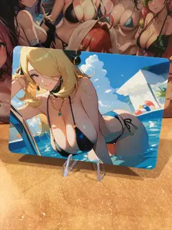Waifu CCG Goddess Story Double Sided Anime Card Waifu Card Holo Cynthia Pokemon - Image 3