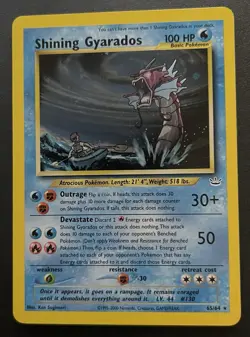Pokemon TCG Shining Gyarados Holo Neo Revelation Card 65/64 Secret Rare - Image 1