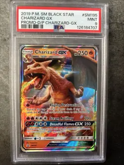2019 P.M. SM Black Star Charizard GX-Holo Promo Card D/P PSA 9 Mint - Image 1