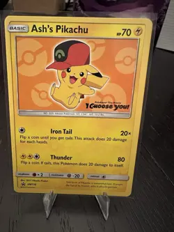 Ash's Pikachu SM110 Black Star Promo Movie Exclusive NM Pokemon Card English - Image 1