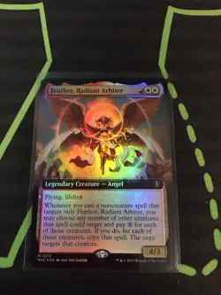 MTG Magic The Gathering Feather, Radiant Arbiter Foil Ext Art Angel Commander - Image 1