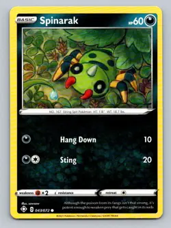2021 Pokemon Card Shining Fates Spinarak 43/72 - Image 1