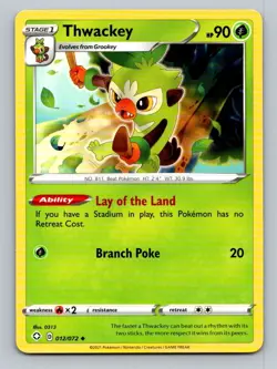 2021 Pokemon Card Shining Fates Thwackey 12/72 - Image 1