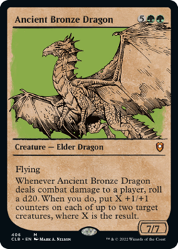 1x (406) Ancient Bronze Dragon - SHOWCASE RULEBOOK MTG Commander Legends: Battle - Image 1