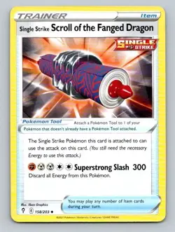 2021 Pokemon Evolving Skies Single Strike Scroll of the Fanged Dragon 158/203 - Image 1
