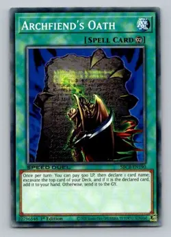 2020 Yugioh Spell Card Archfiend's Oath SBCB-EN190 1st Edition Common - Image 1