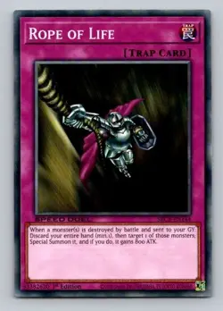 2020 Yugioh Trap Card Rope of Life SBCB-EN144 1st Edition Common - Image 1