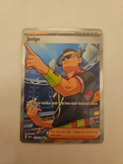 Pokemon TCG Judge Trainer Full Art Destined Rivals Ultra Rare Card 222/182 - Image 1
