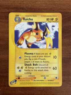 Mint 2002 Pokemon RAICHU Expedition RARE e-Reader Edition NON HOLO Card 61/165 - Image 1