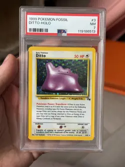 Pokemon TCG Ditto Fossil Holo Card 3/62 Unlimited PSA 7 - Image 1