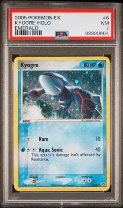 PSA 7 - Kyogre Holo 6/106 - 2005 POKEMON EX EMERALD - Image 1