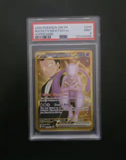 PSA 9 TEAM ROCKET'S MEWTWO EX 240 2025 POKEMON DESTINED RIVALS HYPER RARE - Image 1