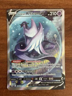 Pokemon Galarian Articuno V 170/198 Alt Art Sword & Shield Chilling Reign NM - Image 1